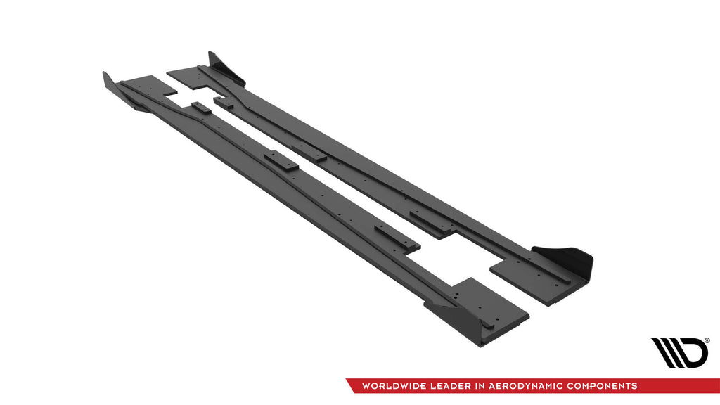 Maxton Design Street Pro Street+ Seitenschweller Leisten + Flaps passend für Mercedes-Benz A 45 AMG W176 Facelift schwarz Hochglanz