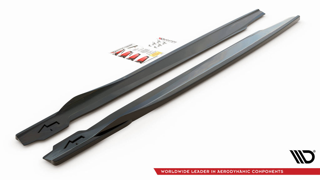 Maxton Design Street+ Seitenschweller Leisten passend für V.1 passend für BMW X6 M F96 / X6 M-Paket G06 schwarz Hochglanz