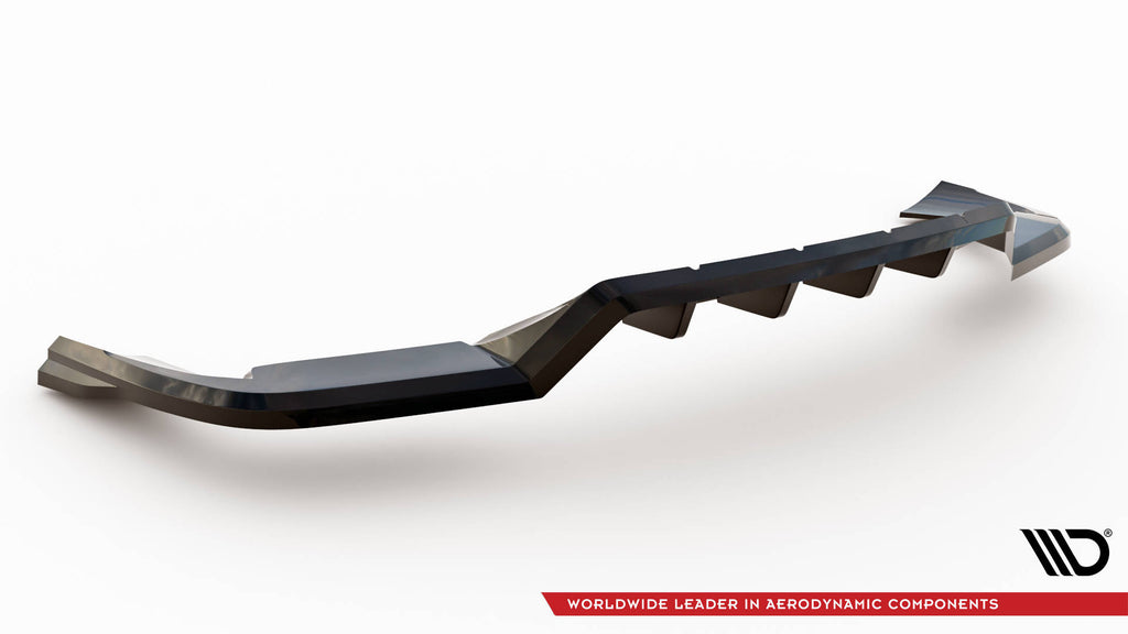 Maxton Design Street+ Mittlerer Diffusor RACE passend für Porsche Cayenne Sport Design SUV / Coupe Mk3 schwarz Hochglanz