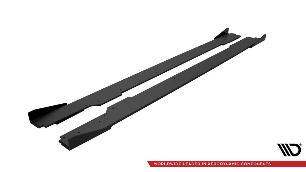 Maxton Design Street Pro Street+ Seitenschweller Leisten + Flaps passend für Audi A5 / A5 S-Line / S5 Coupe / Cabrio 8T / 8T Facelift schwarz Hochglanz