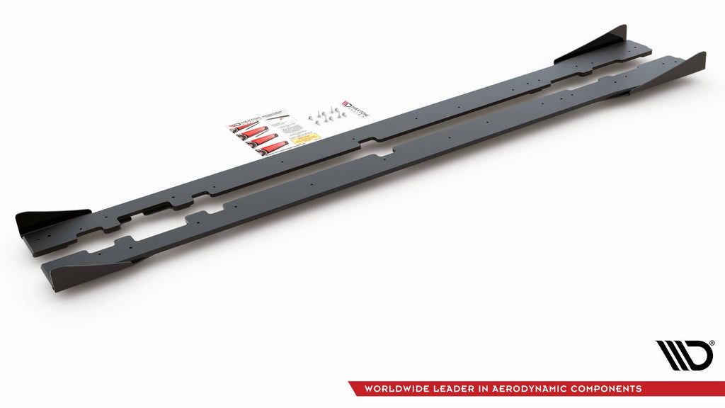 Maxton Design Street Pro Street+ Seitenschweller Leisten + Flaps passend für Mercedes-AMG C43 / AMG-Line Coupe C205 schwarz Hochglanz