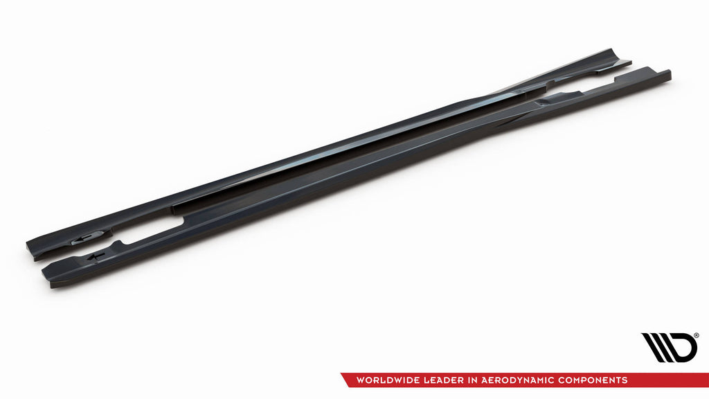 Maxton Design Street+ Seitenschweller Leisten passend für Mercedes-Benz C Coupe / Limousine / Kombi AMG-Line C204 / W204 Facelift / S204 Facelift schwarz Hochglanz