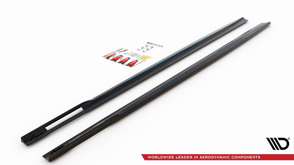 Maxton Design Street+ Seitenschweller Leisten passend für V.1 passend für BMW 4er M-Paket / M440i G22 / G23 / G22 Facelift / G23 Facelift schwarz Hochglanz