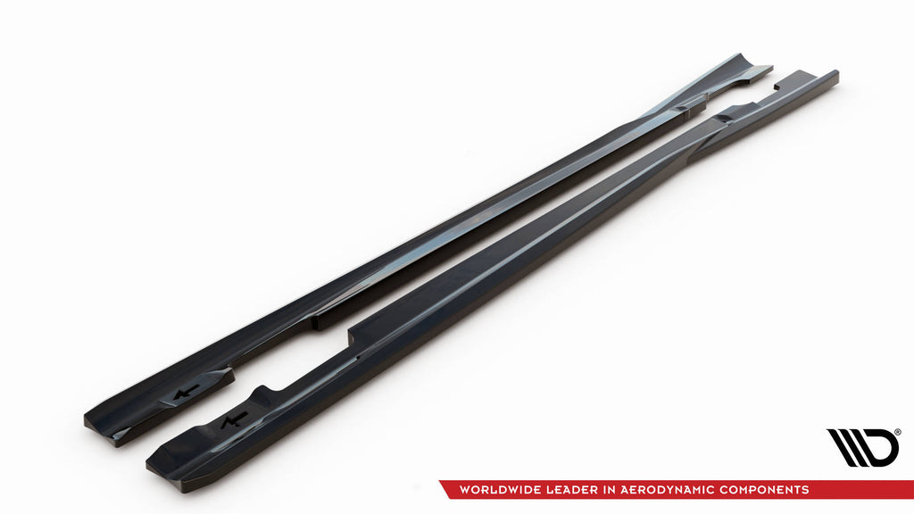 Maxton Design Street+ Seitenschweller Leisten passend für Mercedes-Benz C Coupe / Limousine / Kombi AMG-Line C204 / W204 Facelift / S204 Facelift schwarz Hochglanz