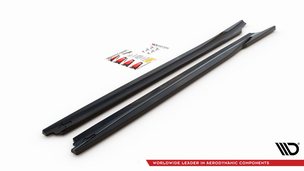 Maxton Design Street+ Seitenschweller Leisten passend für BMW X1 M-Paket F48 / F48 Facelift schwarz Hochglanz