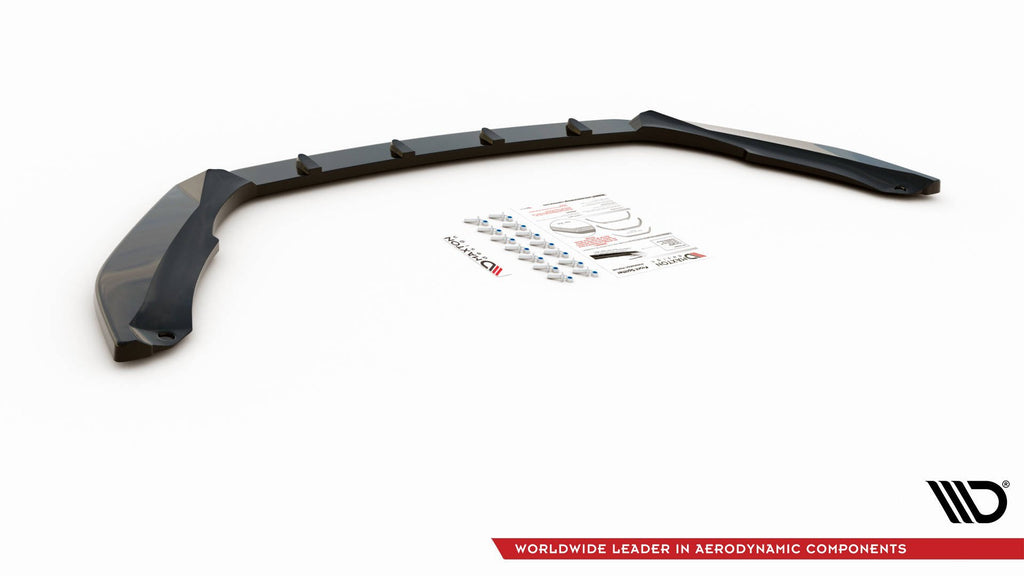 Maxton Design Street+ Spoilerlippe Front Ansatz V.2 passend für Skoda Octavia RS Mk3 Facelift schwarz Hochglanz