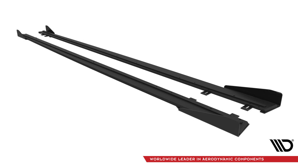 Maxton Design Street Pro Street+ Seitenschweller Leisten + Flaps passend für BMW 4er Coupe / Gran Coupe / Cabrio M-Paket F32 / F36 / F33 schwarz Hochglanz