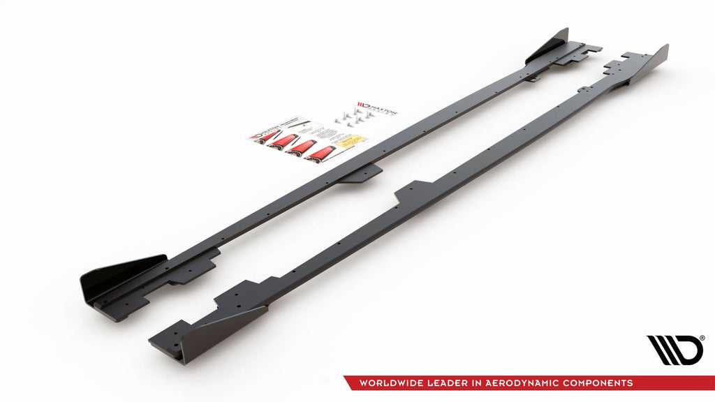 Maxton Design Street Pro Street+ Seitenschweller Leisten + Flaps passend für BMW 1er F21 M135i / M140i / M-Paket schwarz Hochglanz