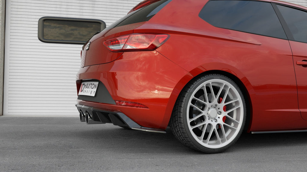 Maxton Design Diffusor Heck Ansatz V.2 passend für Seat Leon Cupra Hatchback Mk3 Facelift schwarz Hochglanz