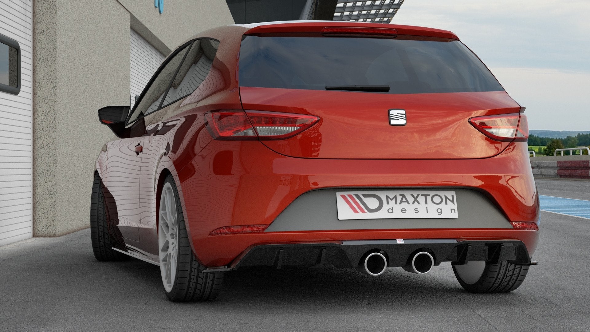 Maxton Design Diffusor Heck Ansatz V.2 passend für Seat Leon Cupra Hatchback Mk3 Facelift schwarz Hochglanz