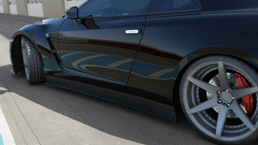 Maxton Design Street+ Seitenschweller Leisten passend für NISSAN GT-R vor Facelift COUPE (R35-SERIES) schwarz Hochglanz
