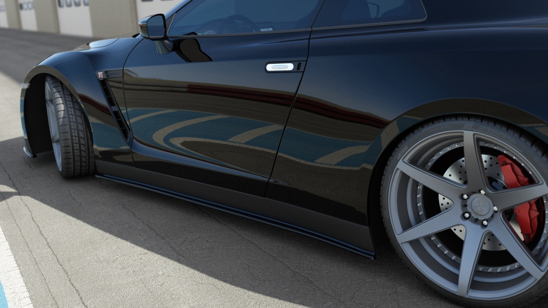 Maxton Design Street+ Seitenschweller Leisten passend für NISSAN GT-R vor Facelift COUPE (R35-SERIES) schwarz Hochglanz