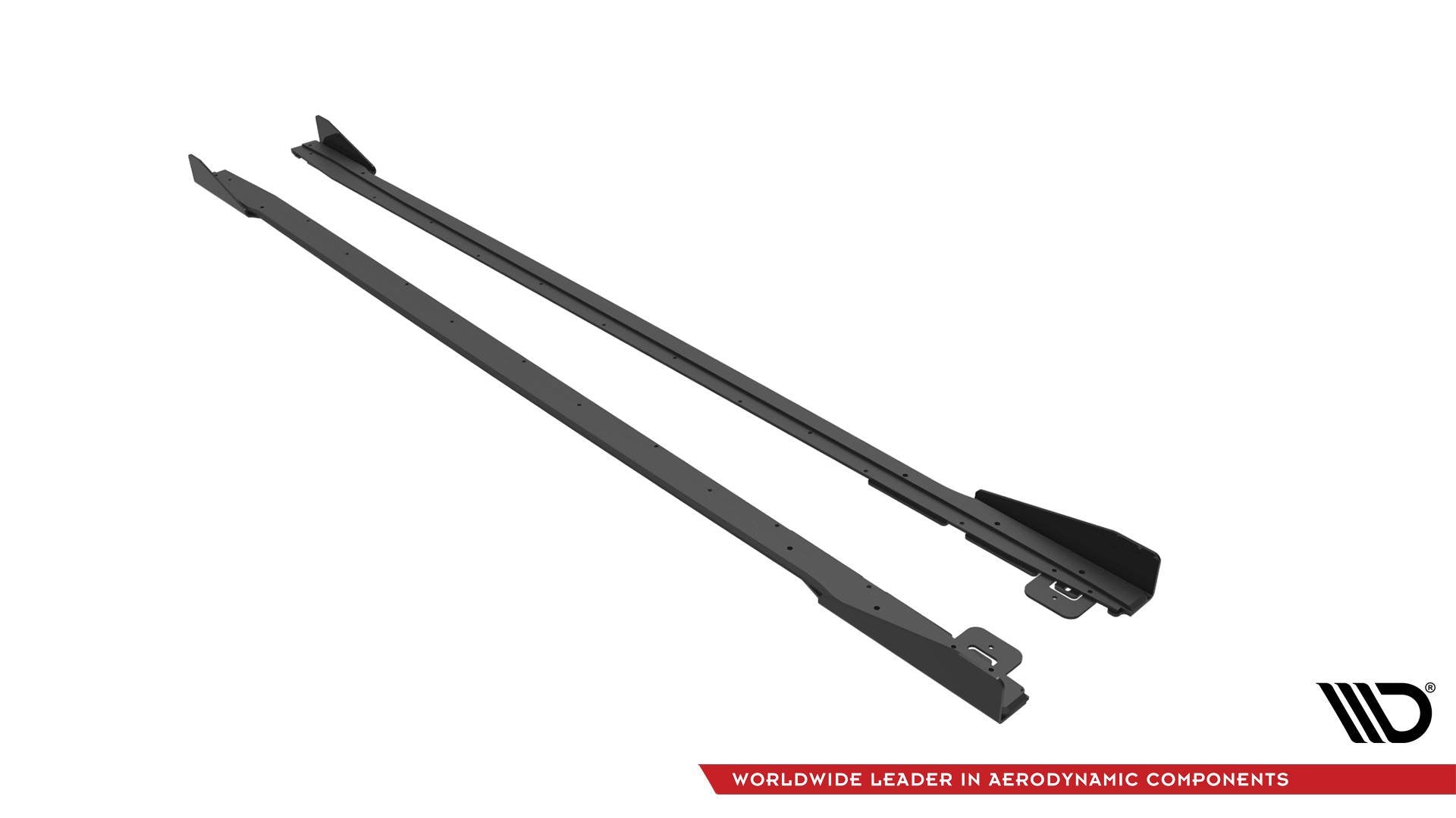 Maxton Design Street Pro Street+ Seitenschweller Leisten passend für V.1 + Flaps passend für Ford Mustang GT Mk6 Facelift schwarz Hochglanz