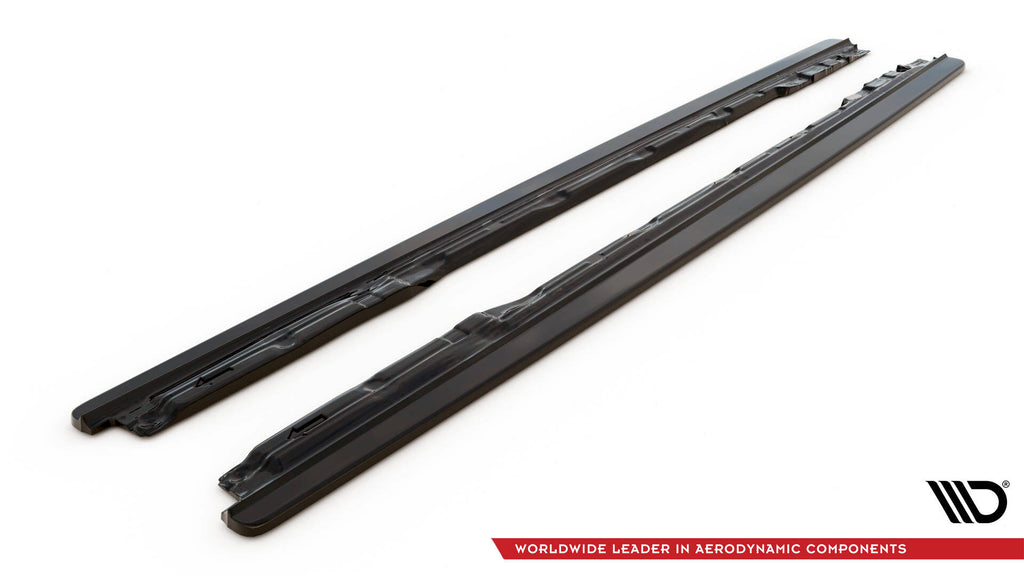 Maxton Design Street+ Seitenschweller Leisten passend für Audi S4 / A4 S-Line / A4 Competiton B9 schwarz Hochglanz
