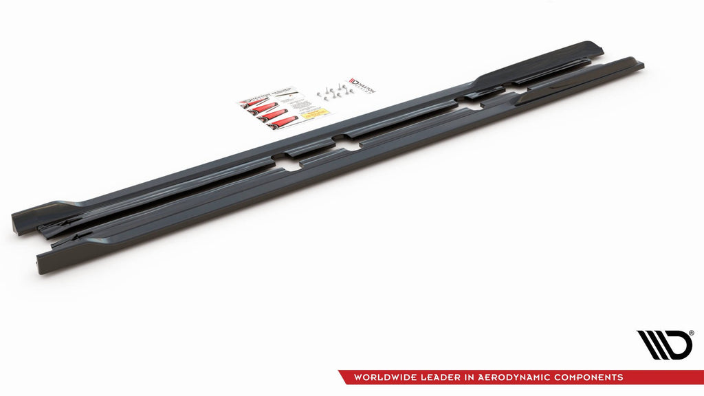 Maxton Design Street+ Seitenschweller Leisten V.2 passend für Seat Leon FR ST / Hatchback Mk4 / Cupra Leon ST / Hatchback Mk1 / Mk1 Facelift schwarz Hochglanz