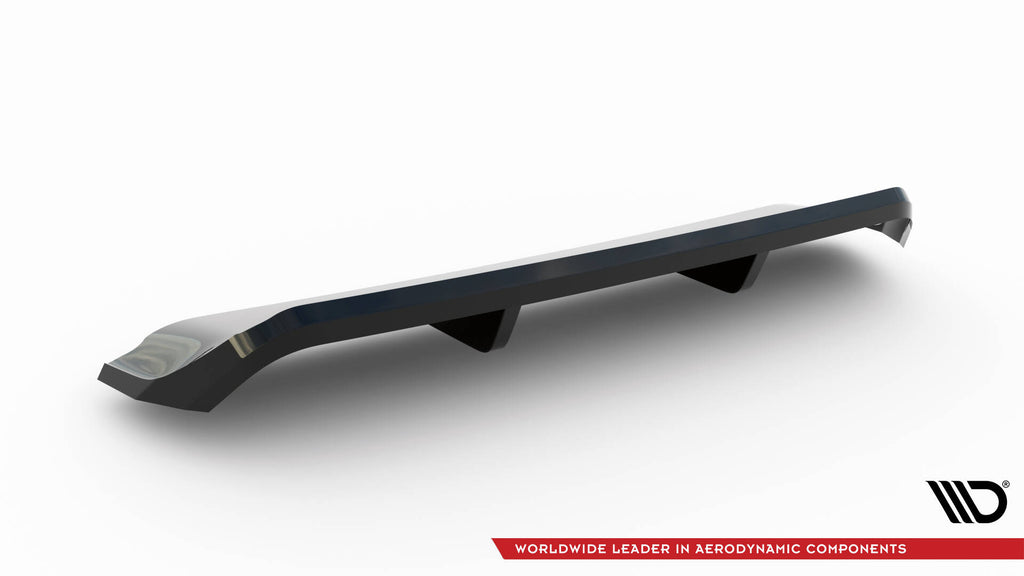 Maxton Design Mittlerer Diffusor Heck Ansatz DTM Look passend für Ford Focus Vignale Kombi Mk4 schwarz Hochglanz