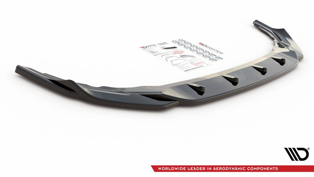 Maxton Design Street+ Spoilerlippe Front Ansatz V.4 passend für VW Golf R Hatchback / Variant Mk8 schwarz Hochglanz