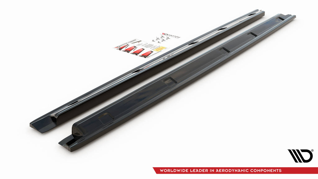 Maxton Design Street+ Seitenschweller Leisten passend für VW Caddy Mk5 / Ford Transit Connect Mk3 schwarz Hochglanz