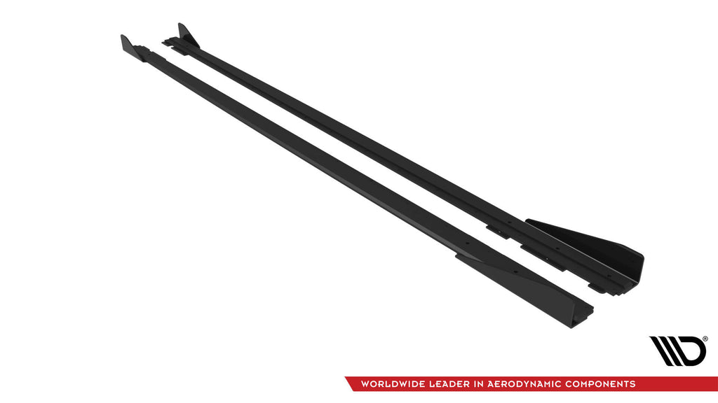 Maxton Design Street Pro Street+ Seitenschweller Leisten + Flaps passend für VW Polo GTI Mk6 Facelift schwarz Hochglanz
