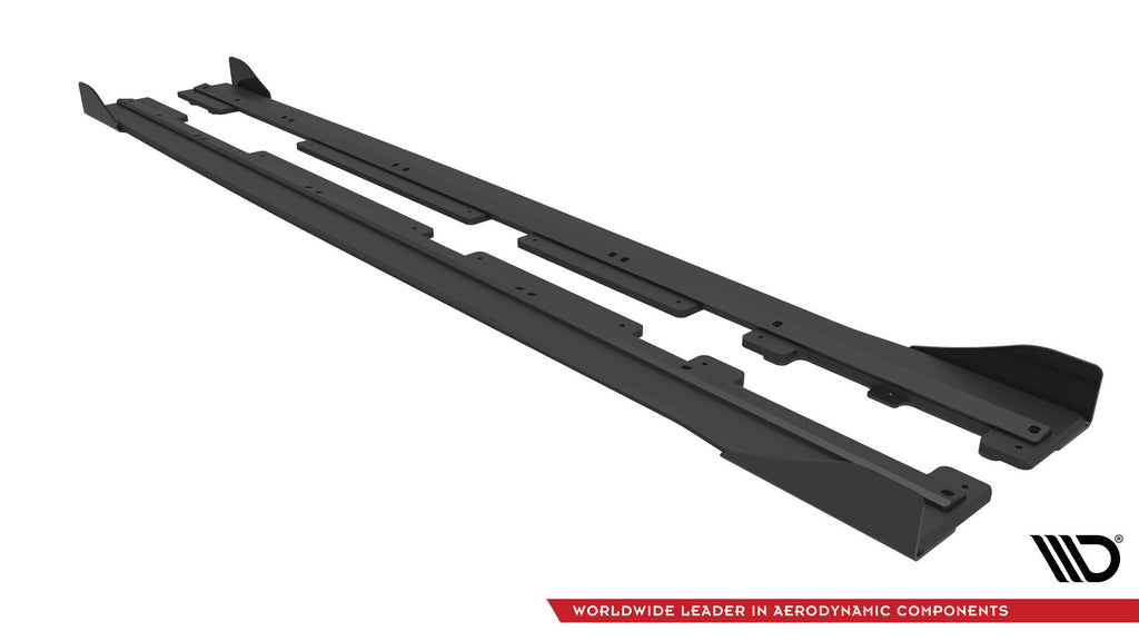 Maxton Design Street Pro Street+ Seitenschweller Leisten + Flaps passend für Ford Fiesta ST / ST-Line Mk8 schwarz Hochglanz