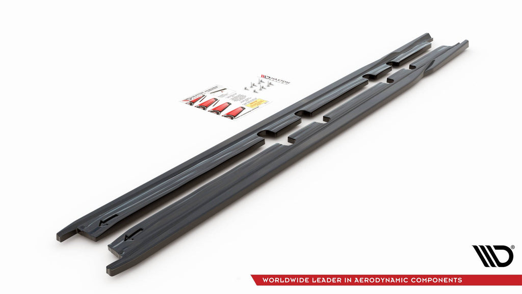Maxton Design Street+ Seitenschweller Leisten passend für V.1 passend für Seat Leon FR ST / Hatchback Mk4 / Cupra Leon ST / Hatchback Mk1 / Mk1 Facelift schwarz Hochglanz