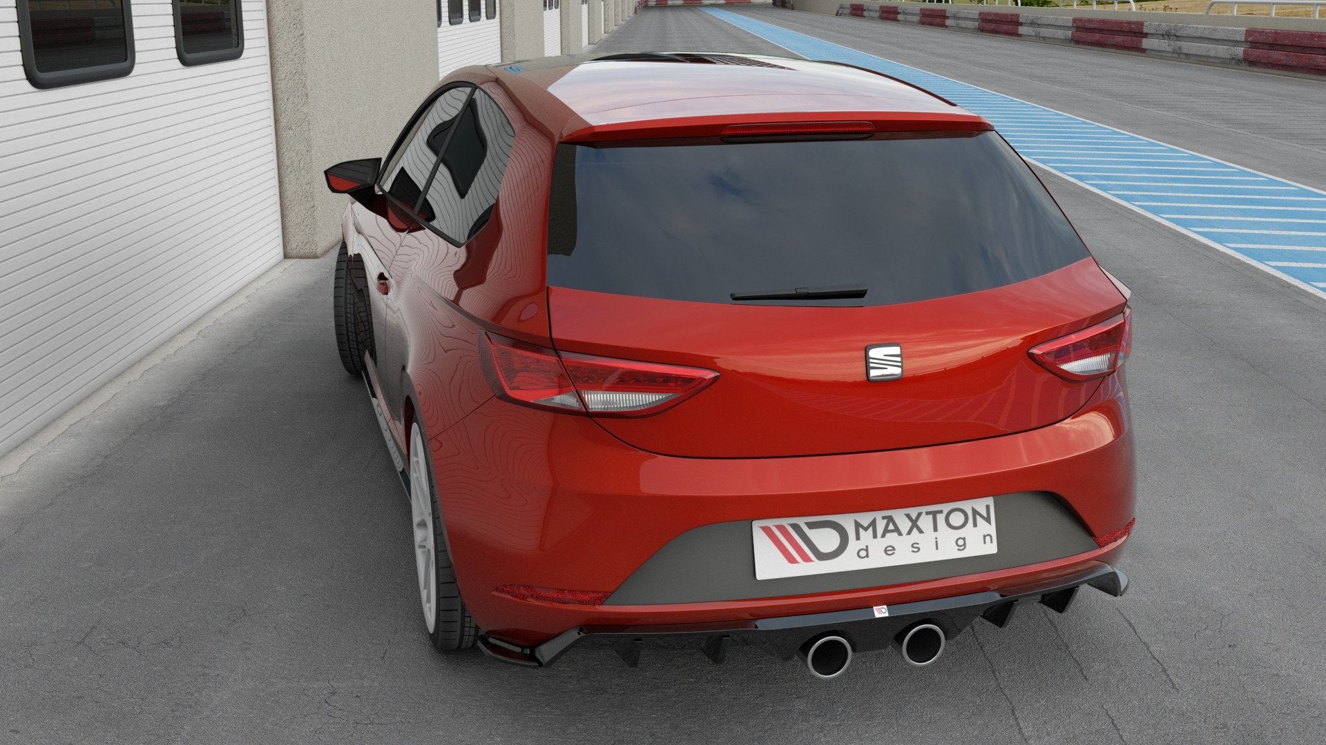 Maxton Design Diffusor Heck Ansatz V.2 passend für Seat Leon Cupra Hatchback Mk3 Facelift schwarz Hochglanz