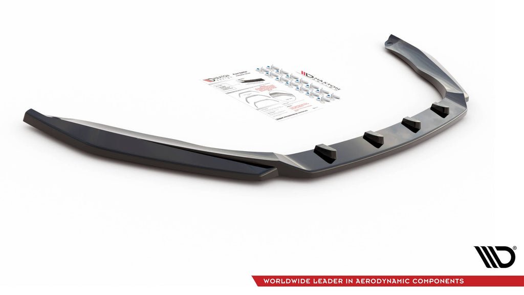 Maxton Design Street+ Spoilerlippe Front Ansatz V.4 passend für Skoda Octavia RS Mk3 schwarz Hochglanz