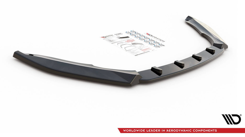 Maxton Design Street+ Spoilerlippe Front Ansatz V.2 passend für Skoda Octavia RS Mk3 Facelift schwarz Hochglanz