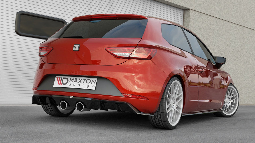 Maxton Design Diffusor Heck Ansatz V.2 passend für Seat Leon Cupra Hatchback Mk3 Facelift schwarz Hochglanz