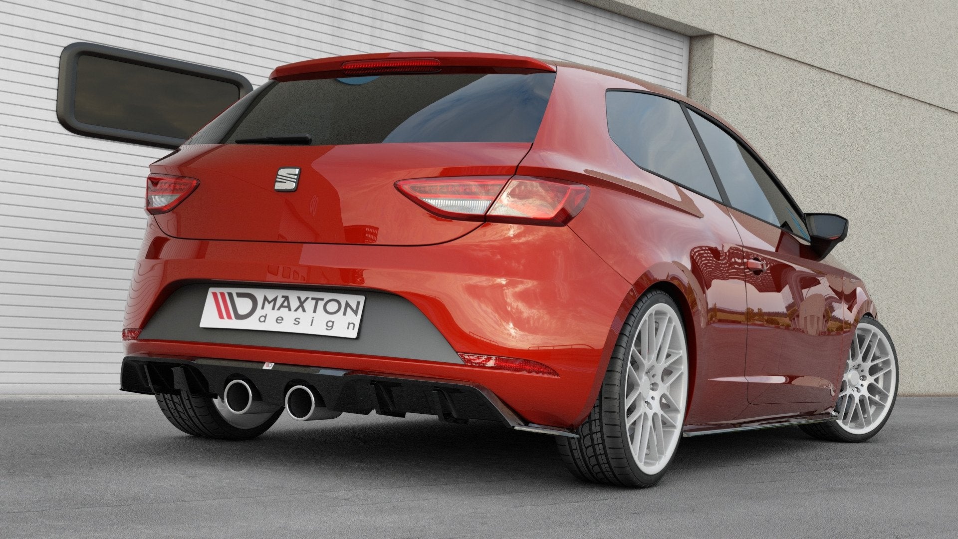 Maxton Design Diffusor Heck Ansatz V.2 passend für Seat Leon Cupra Hatchback Mk3 Facelift schwarz Hochglanz