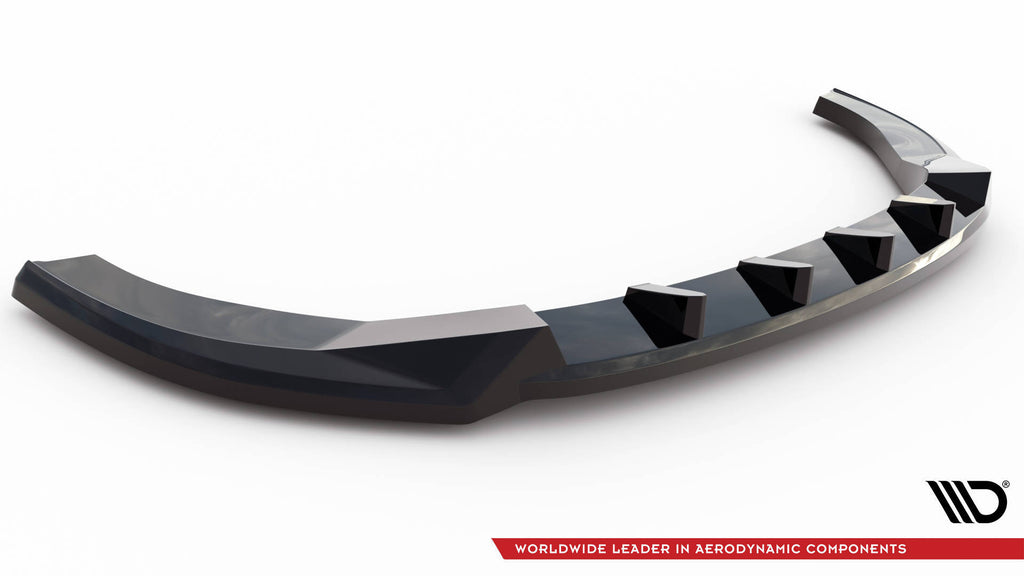 Maxton Design Street+ Spoilerlippe Front Ansatz V.2 passend für VW Multivan Long T7 schwarz Hochglanz