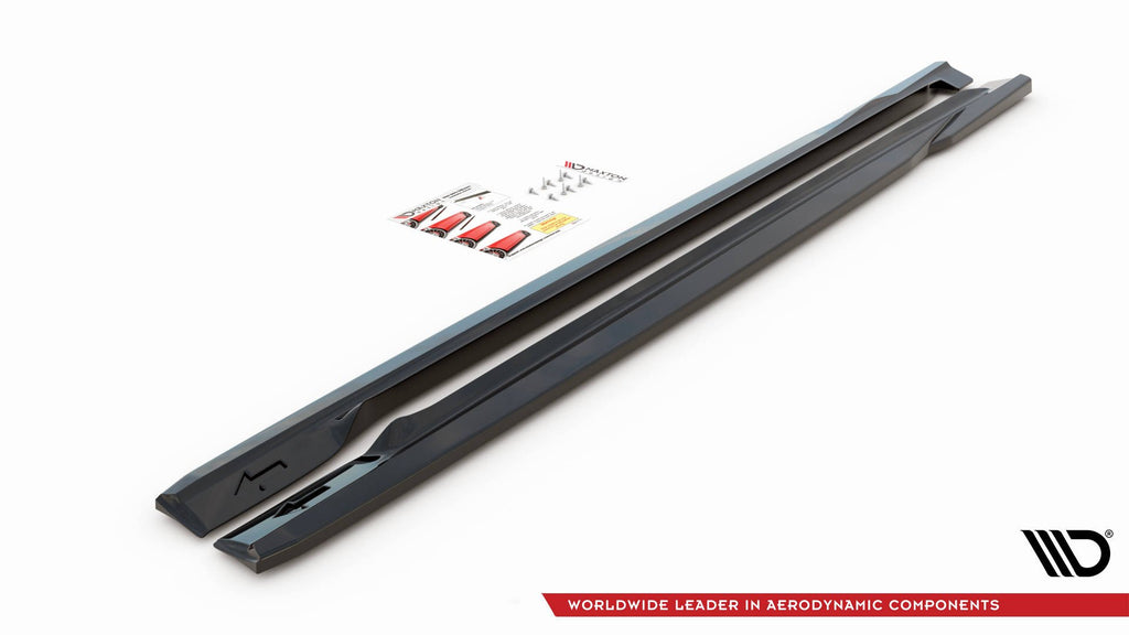 Maxton Design Street+ Seitenschweller Leisten passend für Volvo S60 Standard / R-Design Mk2 / Mk2 Facelift schwarz Hochglanz