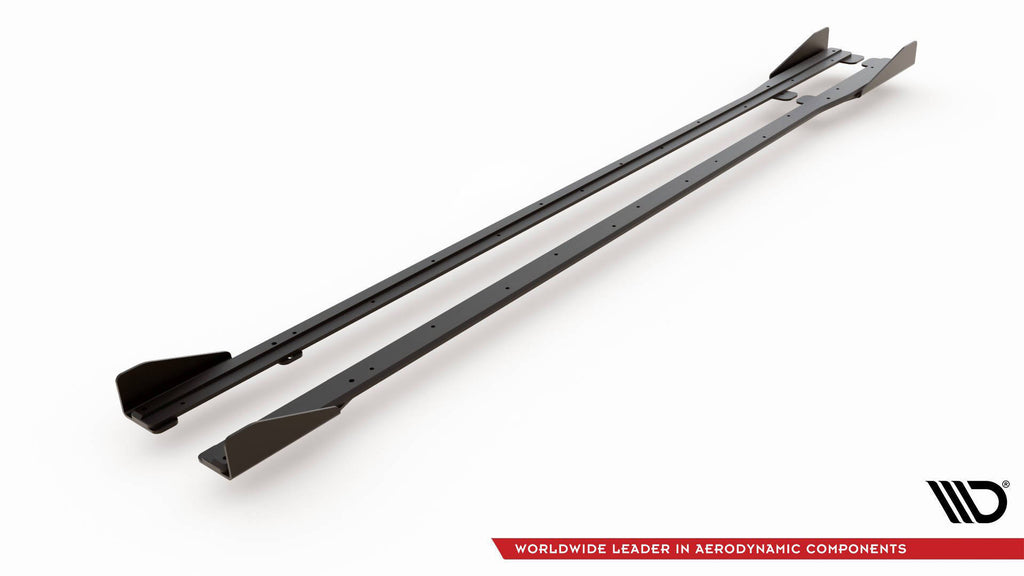 Maxton Design Street Pro Street+ Seitenschweller Leisten + Flaps passend für VW Golf R / R-Line Mk7 Facelift schwarz Hochglanz