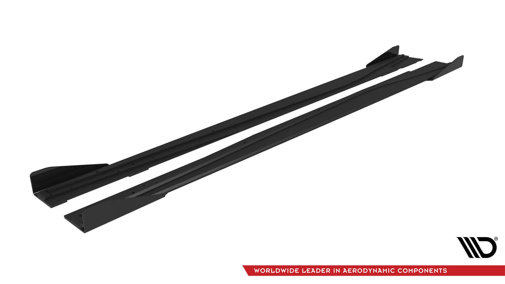 Maxton Design Street Pro Street+ Seitenschweller Leisten + Flaps passend für Mercedes-Benz A AMG-Line W176 Facelift schwarz Hochglanz