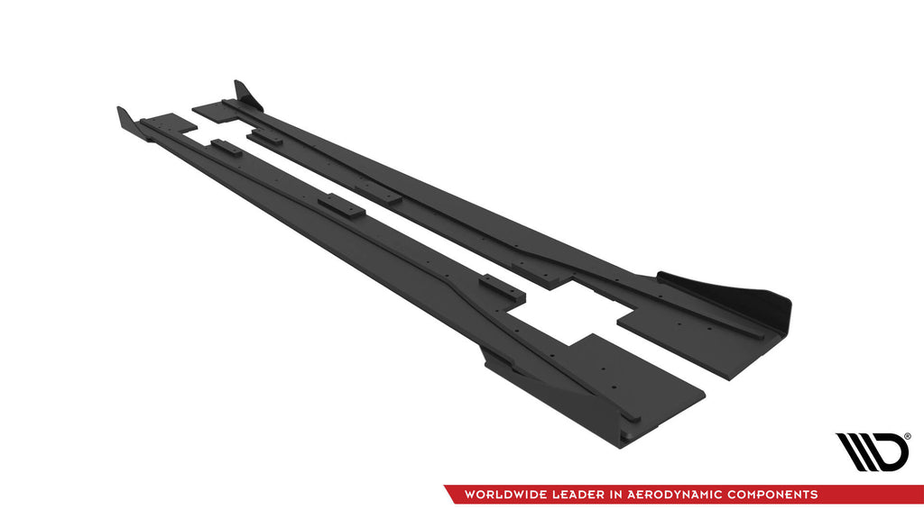 Maxton Design Street Pro Street+ Seitenschweller Leisten + Flaps passend für Mercedes-Benz A 45 AMG W176 Facelift schwarz Hochglanz