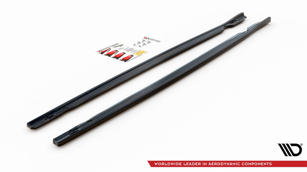 Maxton Design Street+ Seitenschweller Leisten V.2 passend für VW Golf R Hatchback Mk8 Facelift schwarz Hochglanz