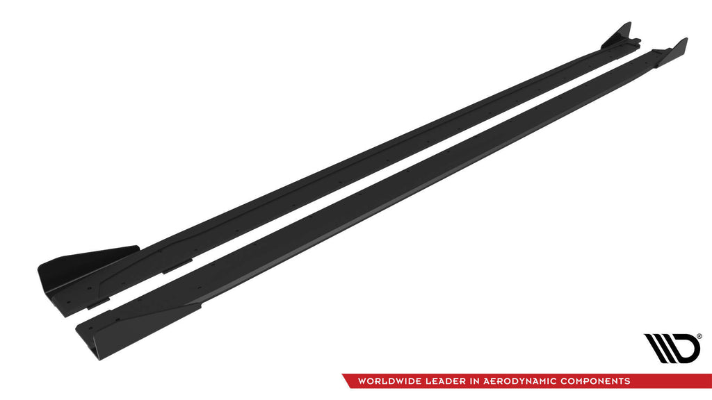 Maxton Design Street Pro Street+ Seitenschweller Leisten V.2 passend für + Flaps passend für Audi A3 S-Line Limousine / S3 Limousine 8Y / 8Y Facelift schwarz Hochglanz