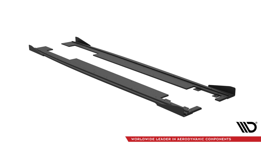 Maxton Design Street Pro Street+ Seitenschweller Leisten + Flaps passend für Audi A7 RS7 Look C7 schwarz Hochglanz