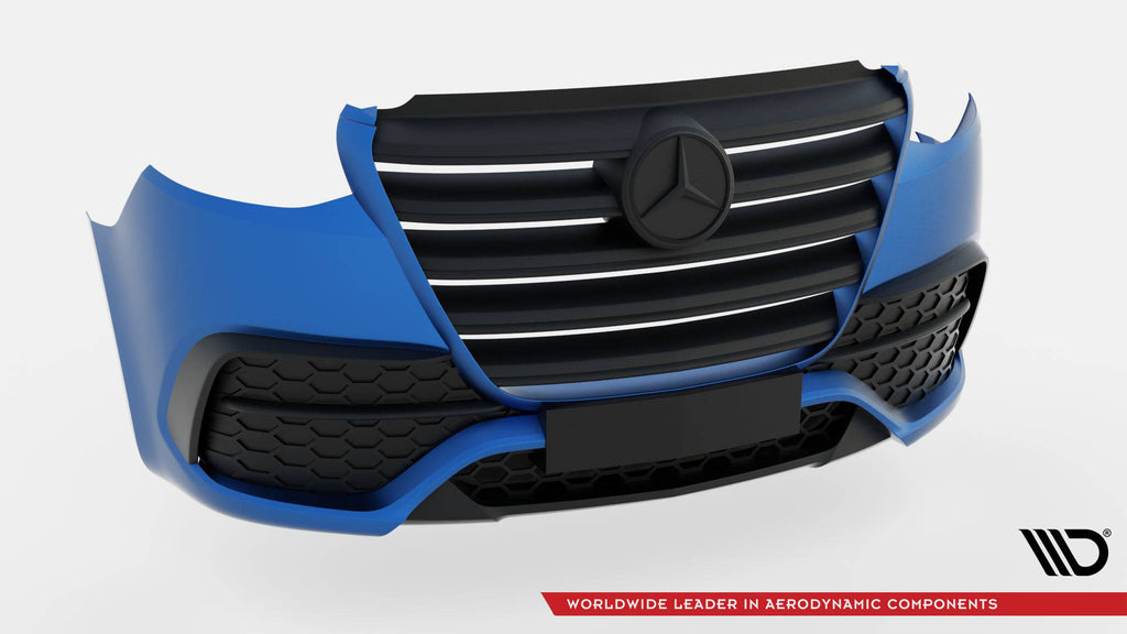 Maxton Design Front Stoßstange + Splitter Mercedes-Benz Sprinter Mk3 schwarz Hochglanz für Mercedes-Benz Sprinter Mk3