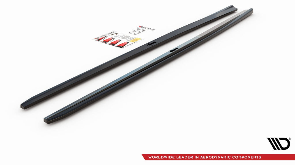 Maxton Design Seitenschweller Ansatz für V.2 für Audi S3 / A3 S-Line Limousine 8V Facelift schwarz matt
