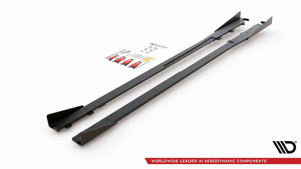 Maxton Design Street Pro Street+ Seitenschweller Leisten + Flaps passend für Toyota GR Yaris Mk4 schwarz Hochglanz