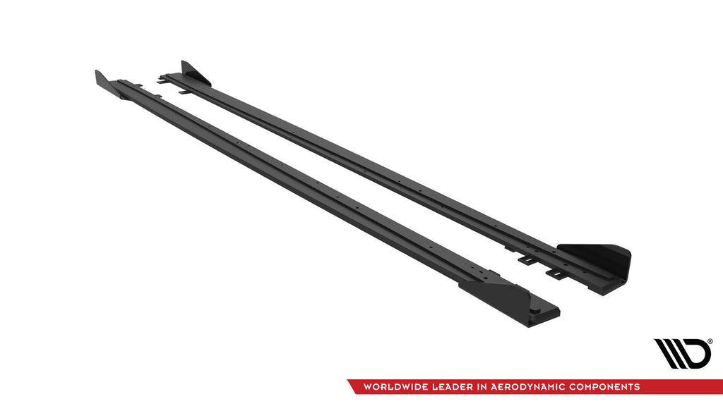 Maxton Design Street Pro Street+ Seitenschweller Leisten + Flaps passend für BMW 4er Coupe / Gran Coupe / Cabrio M-Paket F32 / F36 / F33 schwarz Hochglanz