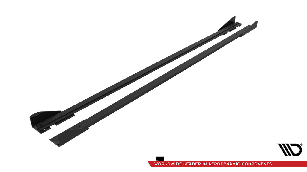 Maxton Design Street Pro Street+ Seitenschweller Leisten + Flaps passend für VW Polo GTI Mk6 Facelift schwarz Hochglanz
