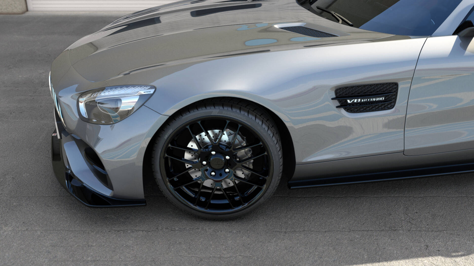 Maxton Design Street+ Spoilerlippe Front Ansatz passend für Mercedes-AMG GT S C190 Facelift schwarz Hochglanz