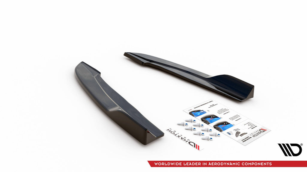 Maxton Design Heck Ansatz Flaps Diffusor V.4 passend für (Für heckansatz v.1) Ford Focus ST-Line Kombi Mk4 schwarz Hochglanz