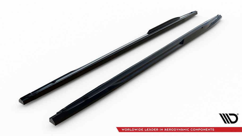 Maxton Design Street+ Seitenschweller Leisten V.2 passend für Audi A3 S-Line Limousine / S3 Limousine 8Y / 8Y Facelift schwarz Hochglanz