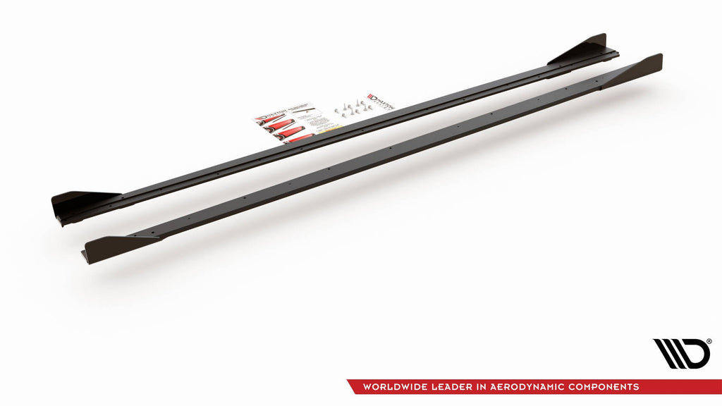 Maxton Design Street Pro Street+ Seitenschweller Leisten + Flaps passend für VW Polo GTI Mk6 schwarz Hochglanz