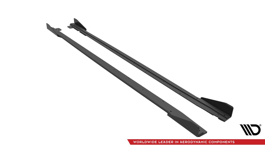 Maxton Design Street Pro Street+ Seitenschweller Leisten passend für V.1 + Flaps passend für Ford Mustang GT Mk6 Facelift schwarz Hochglanz