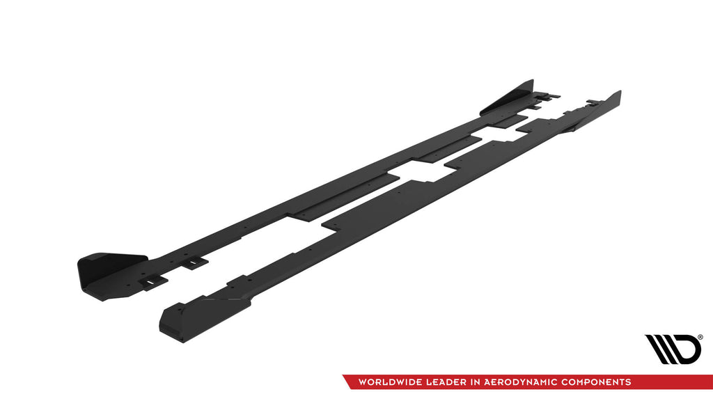 Maxton Design Street Pro Street+ Seitenschweller Leisten + Flaps passend für Honda Civic Mk10 schwarz Hochglanz
