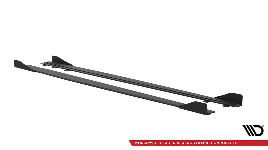 Maxton Design Street Pro Street+ Seitenschweller Leisten + Flaps passend für Audi S3 / A3 S-Line Limousine 8V schwarz Hochglanz